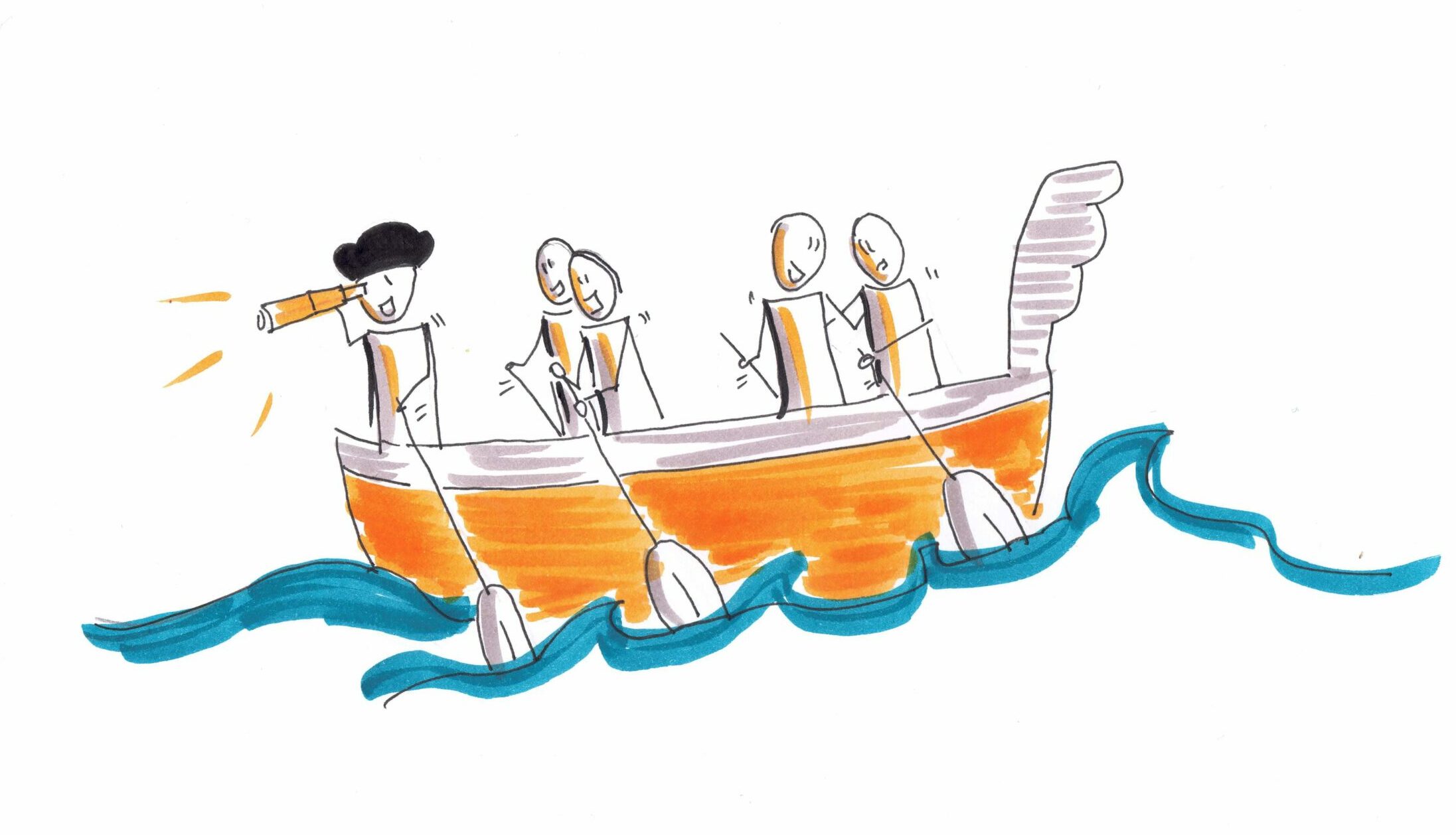 Equipe sur un bateau